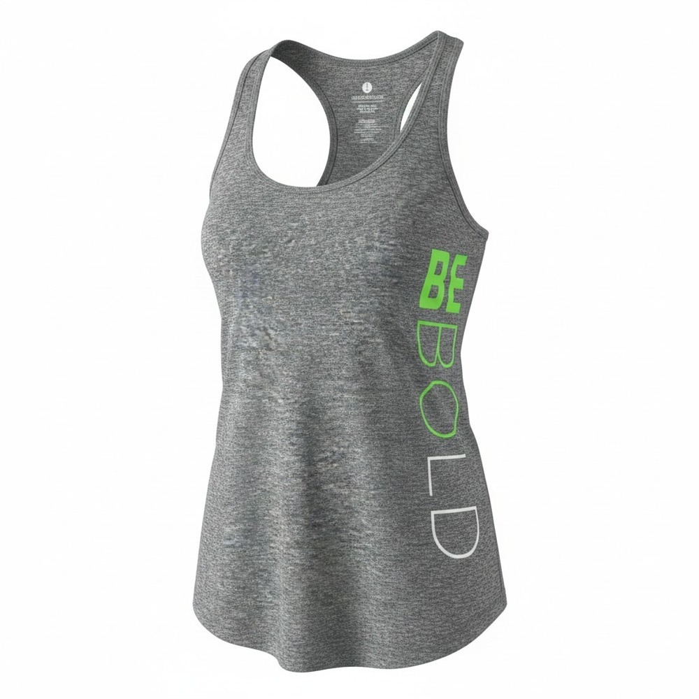 Old Navy Active Womens Gray Heather Be Bold Graphic Racerback Tank Top Large